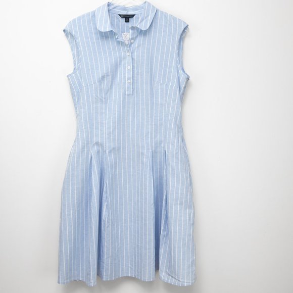Brooks Brothers Dresses & Skirts - Brooks Brothers Fit & Flare Stripe Dress Sleeveless Peter Pan Collar Size 10 New